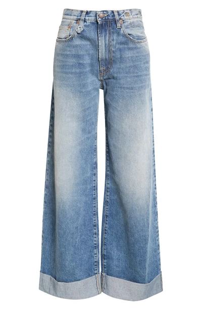 R13 Lisa Baggy High Waist Wide Leg Jeans In Blue Modesens