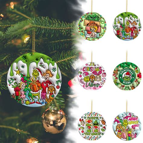 Corashan Grinch Christmas Tree Decorations Christmas Wooden Cute Green