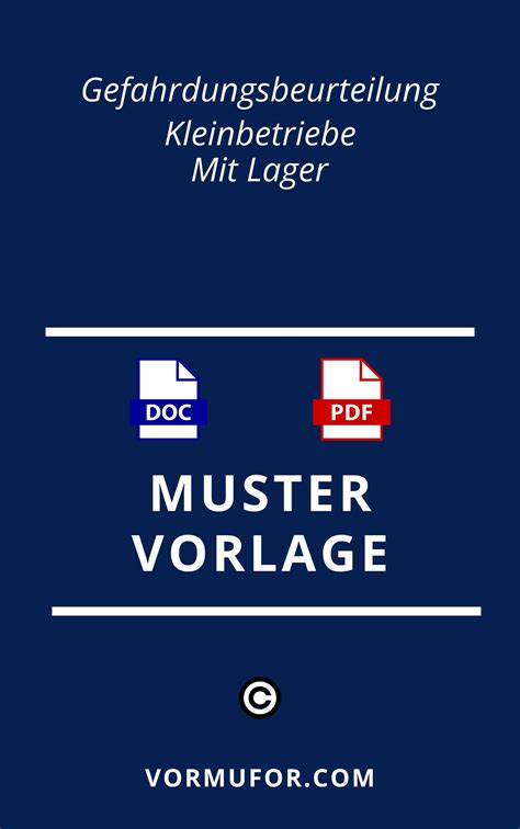 Gefährdungsbeurteilung Kleinbetriebe mit Lager Vorlage und Muster