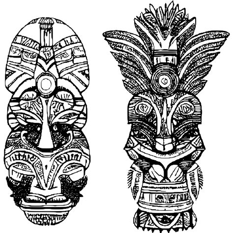 Hawaii Totems Coloring Page · Creative Fabrica