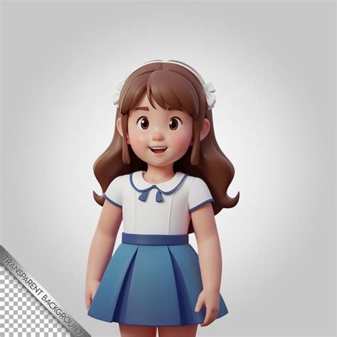 Um Personagem De Desenho Animado De Uma Menina Um Vestido Azul E