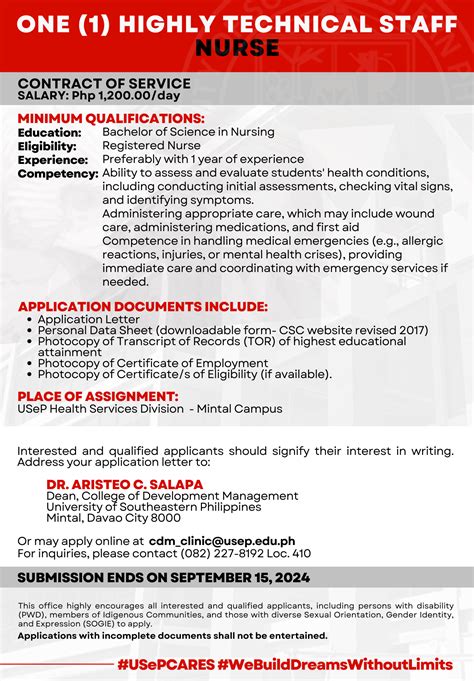 Usep Job Hiring Usep Is In Need Of Two Non Teaching Personnel For