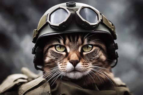 Premium Photo Cat Soldier Cat In Military Uniform Military Cat In A