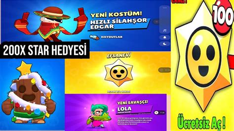 BEDAVA 100 TANE STAR HEDYESİ BRAWL STARS EVSANEVİ YouTube