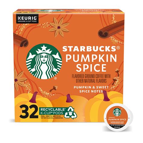 32 Ct Starbucks K Cup Coffee Pods Pumpkin Spice Naturally Flavored Coffee 100 Arabica 16 27