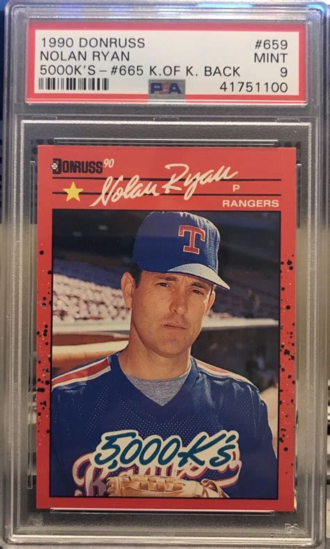 1990 Donruss 659 Nolan Ryan 5000ks King Of Kings Wrong Back Psa 9