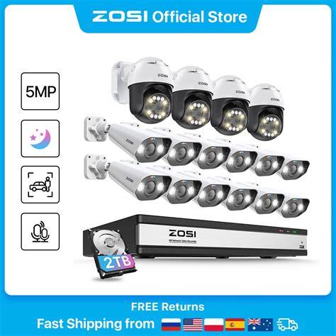 ZOSI 16CH 5MP PTZ PoE Security IP Camera System 4K 8MP NVR Smart Face