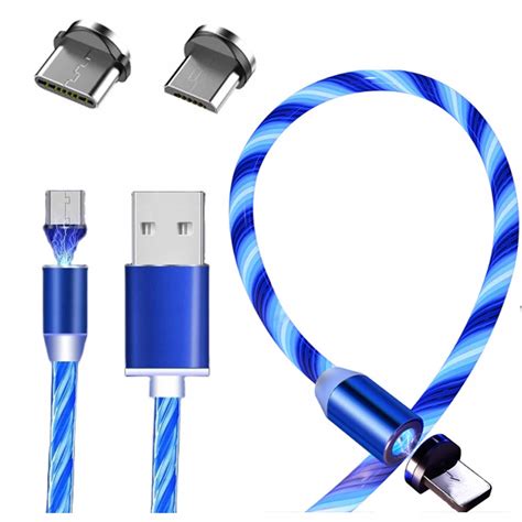 Świecący MAGNETYCZNY KABEL 3w1 IPHONE MICRO USB USB C MICROUSB