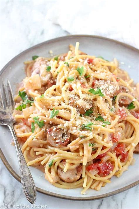 One Pot Italian Sausage Pasta Belle Of The Kitchen