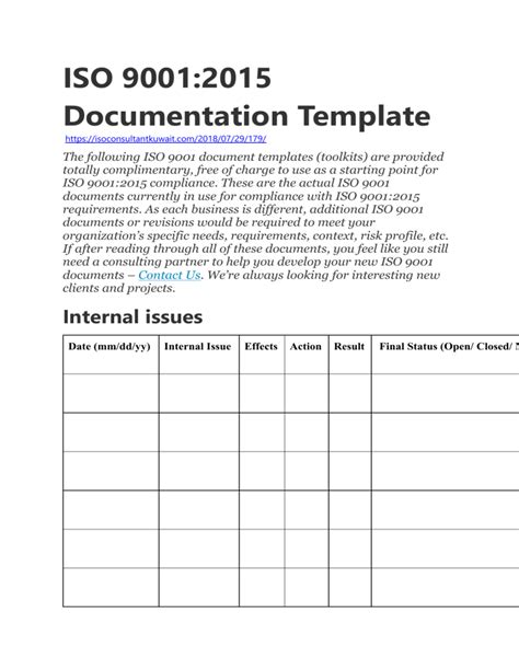 Iso 9001 2015 Template Prntbl Concejomunicipaldechinu Gov Co