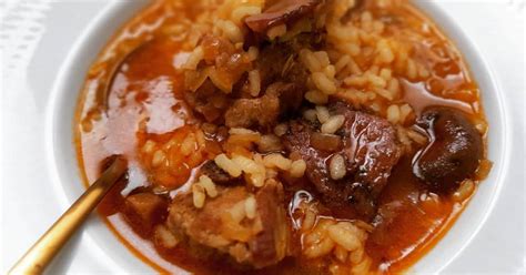 Arroz Caldoso De Costillas Y Rovellons Receta De Toni Mart N Cookpad