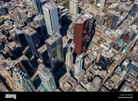 Birds Eye Aerial View Of Downtown Toronto Business Financial District