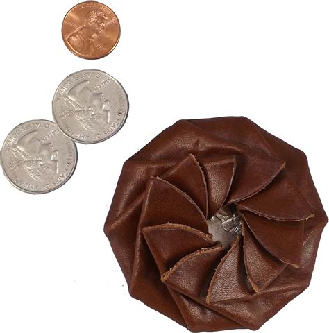 Handmade By Amish Dark Brown Leather Flower Sqeeze Coin