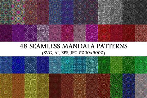 Seamless Colorful Mandala Patterns Graphic By Davidzydd Creative