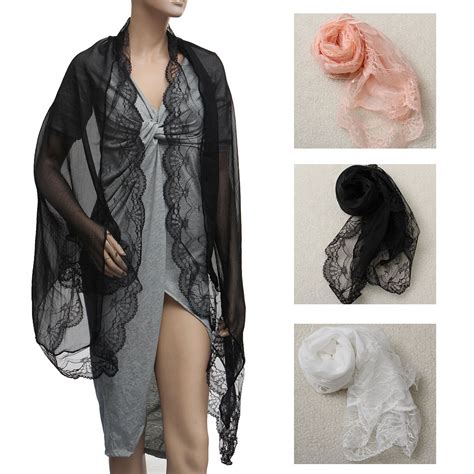 Women Ladies Chiffon Lace Floral Sunscreen Soft Scarves Shawl Neck Wrap