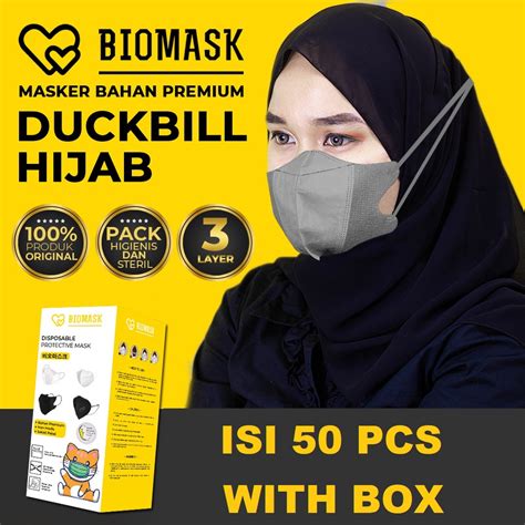 Jual BIOMASK Masker Duckbill Hijab 1Box Isi 50Pcs Headloop Hitam