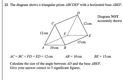 The Diagram Shows A Triangular Prism ABCDEF With A Horizontal Base ABEF