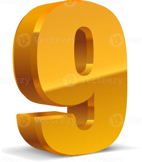 3d Golden Number 9 13166884 Png