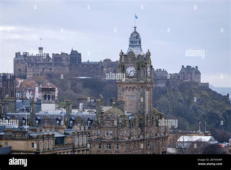 The Balmoral Hotel And Edinburgh Castle Stock Photo Alamy