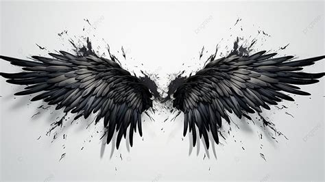 Realistic Elegant Black Angel Wings Isolated On Background 3d Rendering ...