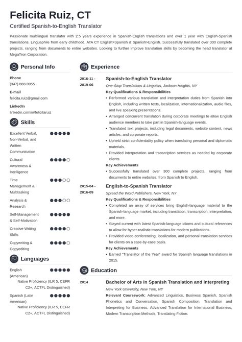 Translator Resume Sample With Skills Template And Guide