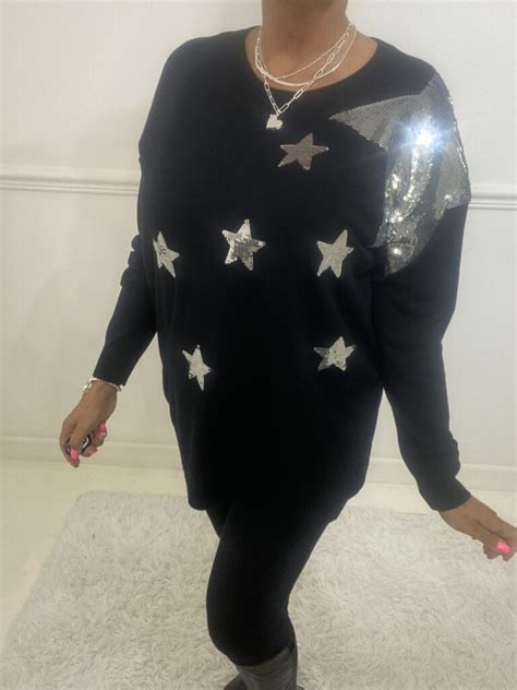 Black Silver Sparkle Star Jumper Sparkles Boutique