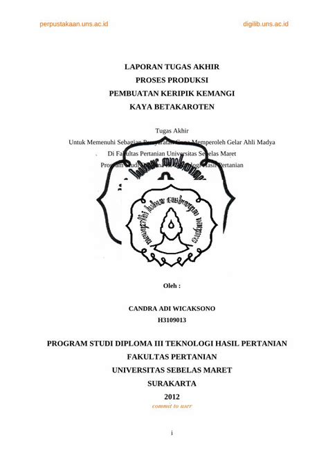 Pdf Laporan Tugas Akhir Proses Produksi Proses Laporan Tugas