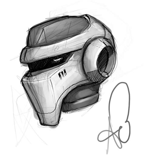 Futuristic Helmet Drawing