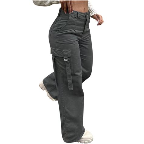 Wcmzj Womens Stretch Cargo Pants High Waisted Jogger Pants Casual Baggy