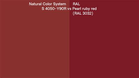 Natural Color System S 4050 Y90r Vs Ral Pearl Ruby Red Ral 3032 Side