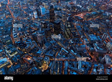 Aerial view of City of London at Night, UK Stock Photo - Alamy