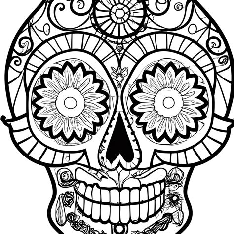 Dibujo de calavera de azúcar del Día de los Muertos para colorear