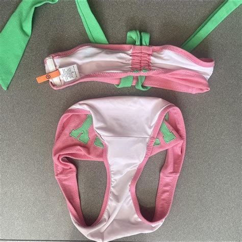 Juicy Couture Bikini Set Pink And Green Towelling Depop