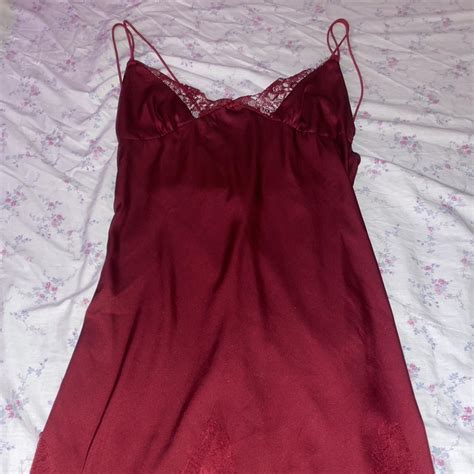 Red Lingerie Silk Slip Dress Size S But Can Fit M Depop