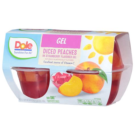 Dole Diced Peaches In Strawberry Flavored Gel Gel Front Right Elevated