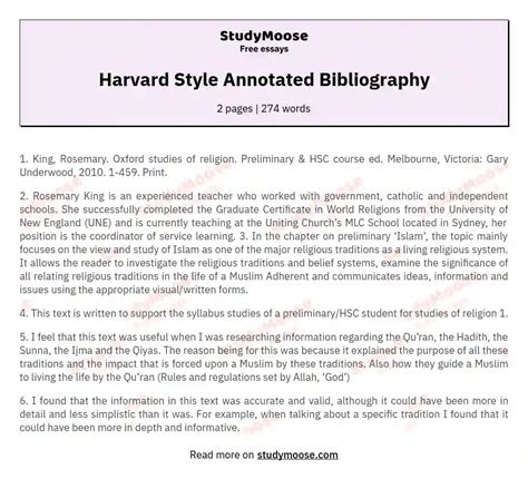 Sample Bibliography Harvard Style