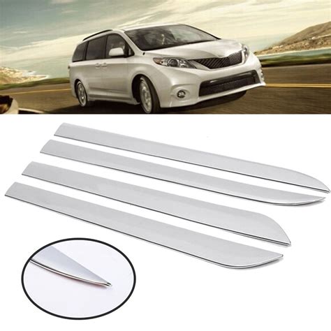 4 Pcs Set Car Door ABS Body Side Moulding Trim Cover For Toyota Sienna