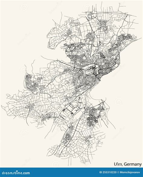 Street Roads Map Of ULM, GERMANY Vector Illustration | CartoonDealer