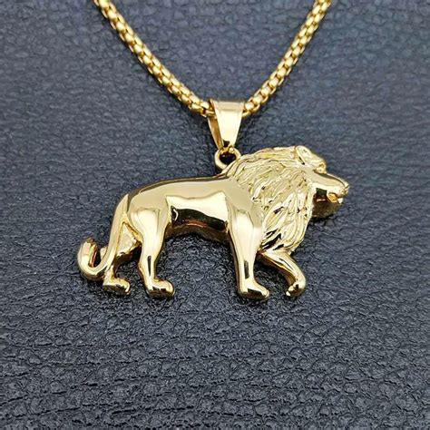 Stainless Steel Lion Necklace For Womenmengold Color Lions Head