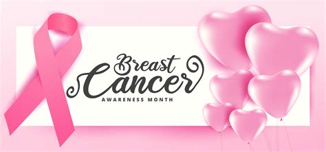 Breast Cancer Awareness Card With Shiny Balloons And Ribbon 1260899