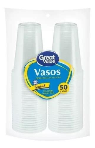 Vasos Desechables Great Value Tamaño 8 4paq C 50 Pzas Envío gratis