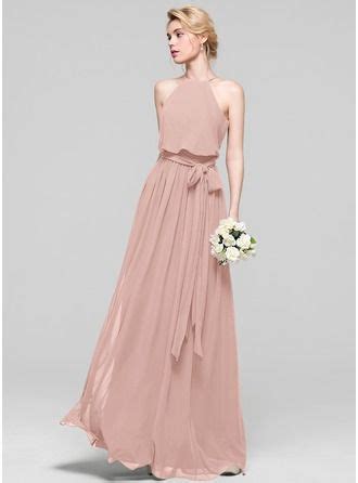 Dusty Rose Floor Length Bridesmaid Dresses