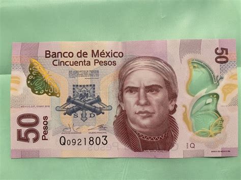 Mexico Peso Mexican Currency Note Cincuenta Pesos Banknote Jose