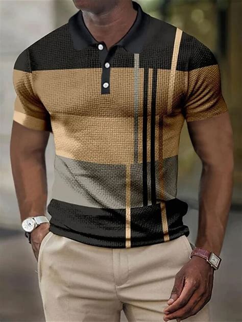 Herren Poloshirt Golfhemd Gestreift Grafik Drucke Geometrie