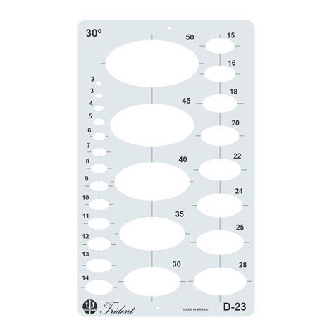 Gabarito Elipses Trident 30° Para Desenho D 23 Encaplast