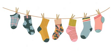 Cartoon Socks Clothesline And Clothespins Seamless Background - Clip ...