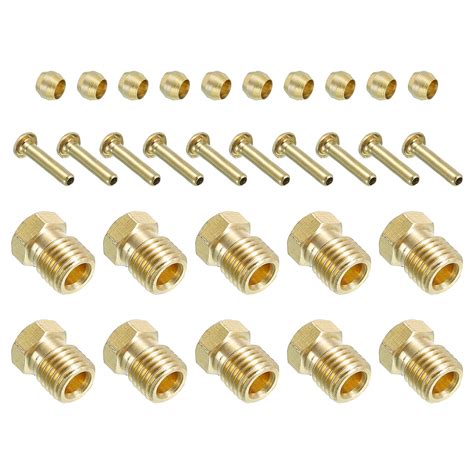 Uxcell 2mm Id 4mm Od Tube Compression Assortment Kit 20 Set Brass Compression Sleeve Ferrule