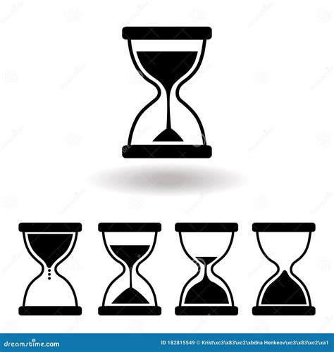 Hourglass Stages Icon Set Simple Black Flat Design Style On White