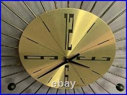 Vintage Seth Thomas Mid Century Modern Starburst Atomic Wall Clock