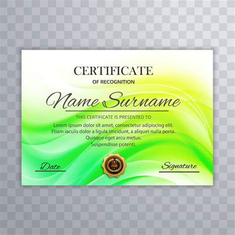 Beautiful Green Certificate Template Design Vector 246816 Vector Art At